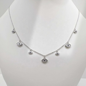 Collar de latón personalizado con corazón de circonita y piedra de nacimiento, sencillo, para mamá, uso diario, con piedra natural, ojo vintage y esmalte, collares de cuentas para mujer - Product Image 4