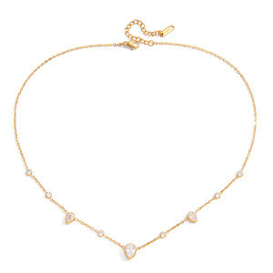 Collar de circonita con diseño de gota de agua, cadena de oro, colgante solitario, uso diario, engaste de bisel, geometría - Product Image 5