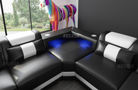 Ensemble de canapés en cuir de qualité supérieure, revêtement en cuir pleine fleur, LED, 3 pièces, salon, 1+2+3, pour la maison, le bureau