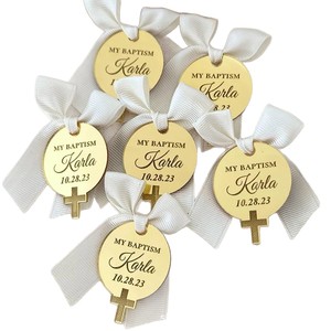 Décoration en miroir acrylique doré, lettrage personnalisé, étiquette, cadeaux de remerciement pour les invités de baptême ou de mariage, style moderne et simple, taille personnalisée - Product Image 6
