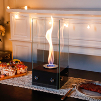 Cheminée de table avec foyer à flamme en spirale sans fumée avec vraie cheminée Cyclone en verre pour la décoration de jardin extérieur