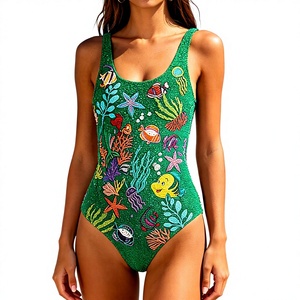 Traje de Baño Entero con Cuentas, Estilo Tropical, Inspirado en la Costa Australiana - Product Image 2