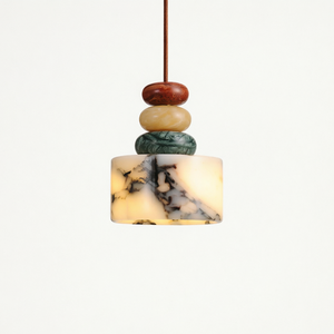 Lustre en pierre Wabi Sabi, lampe suspendue nordique moderne en marbre Calacatta Viola naturel pour hôtel, restaurant, chevet - Product Image 1