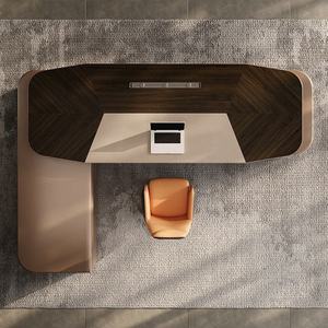 Ensemble bureau et chaise <span class=keywords><strong>de</strong></span> direction, bureau en L moderne et simple <span class=keywords><strong>avec</strong></span> armoire latérale, luxe léger haut <span class=keywords><strong>de</strong></span> gamme pour président/CEO - Product Image 5