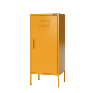 Armadio in Acciaio Giallo Senape di Medie Dimensioni, Design Industriale, Arredamento per Soggiorno - Product Image 1