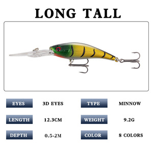 Señuelo de pesca XY-337 Minnow de 10 cm y 9.2 g para agua media, cebo duro para lubina con sonajero y placa de lengüeta larga - Product Image 5