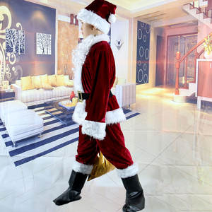 7pcs Deluxe Burgundy Velvet Santa Outfits Children Christmas Costume Santa Claus Suits for Kids - Product Image 3