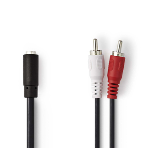 Stereo Audio <b>Cable</b> 2x RCA Male To 3.5mm Female 0.2m Black - Product Image 1