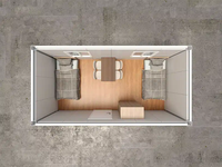 Bâtiment de bureau modulaire portable de 20 pieds, maison conteneur préfabriquée en acier à emballage plat avec garage et pièce de rangement à panneaux sandwich