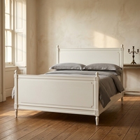 Cadre de lit double en chêne massif de style campagnard américain haut de gamme, mobilier de chambre rétro antique, lit rustique pour suite parentale haut de gamme