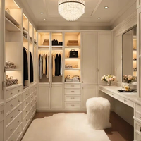 Dressing Walk-in Luxe Moderne en Bois avec Miroir, Armoire Murale de Chambre à Coucher, Garde-robe, Dernier Design