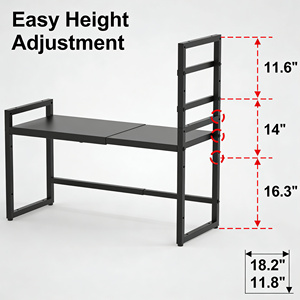 ชั้นวางของไม้มะม่วงปรับระดับได้ทันสมัย สำหรับวางในครัวและรถเข็น - Product Image 1