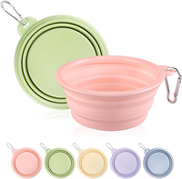 Vente en gros de bols pliables en silicone avec votre logo, portables avec mousqueton, pour le camping en plein air, l'alimentation des animaux de compagnie, OEM ODM