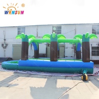 WINSUN Toboggan aquatique gonflable tropical à double voie de qualité commerciale avec piscine pour adultes et enfants