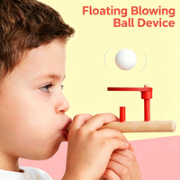 Divertido Juego de Pelota Levitante con Tubo de Madera para Soplar, Juguete de Pelota Flotante, Ejercicio de Músculos Orales, Juego Sensorial para Niños