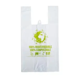 Compostable Cornstarch PLA PBAT biodegradable t shirt plastic bags carry Hdpe/Ldpe custom eco friendly shopping bioplastic bags