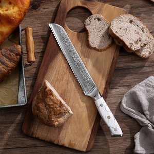 ناكيري ياباني احترافي ، 67 طبقة من الفولاذ الدمشقي ، غير القابل للصدأ مع مقبض بلاستيكي أبيض من الفيروز - Product Image 6