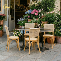 Ensemble de 6 chaises de salle à manger en bois massif, dossier tressé en corde, assise en rotin, style scandinave, pour restaurant, hôtel, commande en gros