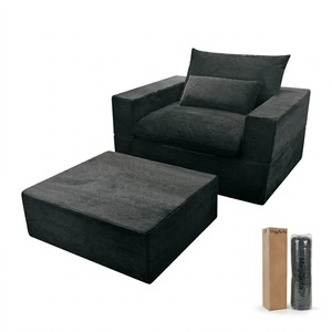 Sillón de terciopelo con otomana, sofá individual compacto para sala de estar, muebles para apartamento, suministro personalizado de fábrica - Product Image 1