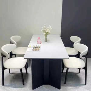 Meubles de restaurant de café, base en métal, table à manger carrée en bois - Product Image 2