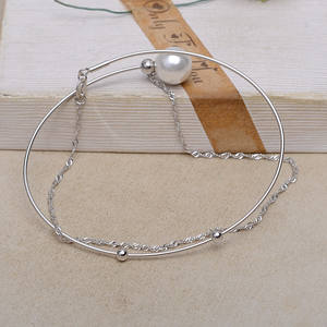 S925 <b>Silver</b> 1mm Wire Double-Layer Adjustable DIY Accessories Trendy <b>Pearl</b> <b>Bracelets</b> & Bangles 4459 - Product Image 4