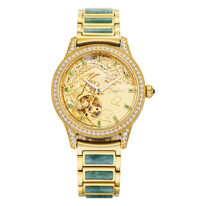 New Original Design Luxury Gold Mechanical <b>Couple</b> <b>Watches</b> Lucky Dragon and Phoenix Automatic Jade <b>Watch</b> - Product Image 1
