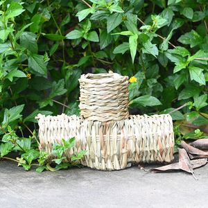 Tunnel pour animaux de compagnie en paille fait main, à trois voies, pour hamsters, cochons d'Inde, oiseaux, respectueux de l'environnement, taille M - Product Image 3