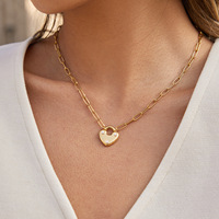 Ensemble de colliers superposés avec pendentif cœur, en acier inoxydable plaqué or, chaînes serpent et câble, bijoux de luxe à superposer pour femme