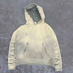 <span class=keywords><strong>Felpa</strong></span> con Cappuccio da <span class=keywords><strong>Uomo</strong></span> Personalizzata, Stile Pullover, in French Terry con Lavaggio Acido, Ricamata, Taglio Corto, Vestibilità Ampia, Effetto Vintage e Usurato - Product Image 2