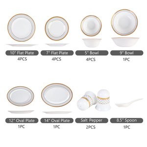 Veweet — <span class=keywords><strong>Service</strong></span> de table de luxe moderne 18 pièces, ensemble de vaisselle de maison, <span class=keywords><strong>Service</strong></span> de pâtes aux céréales, opale, bol, assiettes, pour 4 - Product Image 2