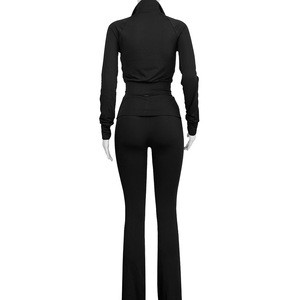 HR24066 Traje Deportivo Casual para <span class=keywords><strong>Mujer</strong></span>, Estilo Europeo y Americano, Ajustado, con Cuentas, Terciopelo Sólido, Cintura Baja, Plegable - Product Image 3