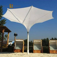 Parasol de jardin pliant en aluminium robuste pour extérieur, avec éclairage LED, idéal pour terrasse et événements commerciaux