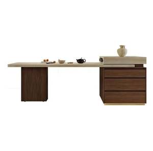 Mesa de Cocina Multifuncional de Inducción con Diseño de Roca de Cueva del Viento Antigua Francesa, Plegable, de Madera, Telescópica, para la Sala de Estar - Product Image 3