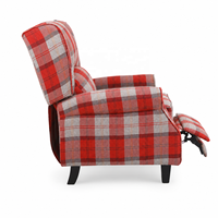 Fauteuil inclinable à dossier haut en tissu écossais, avec mécanisme manuel, fauteuil d'appoint traditionnel rembourré, accoudoirs incurvés, rembourrage en mousse, pieds en métal