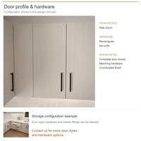 Meuble de cuisine stratifié, aménagement en U contemporain, unités sur mesure, boîtes en panneaux de particules et tiroirs à fermeture amortie