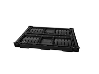 Caisse de rangement pliable en plastique, noire, réutilisable, empilable, ventilée, en matériau recyclable, pour le transport de légumes et de fruits