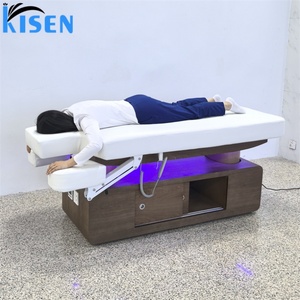Table de massage de luxe KISEN pour salon de beauté et spa, lit de clinique moderne à 4 moteurs avec commande au pied et LED en option - Product Image 6