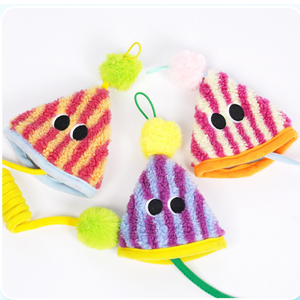 Jouet pour <span class=keywords><strong>chat</strong></span> à suspendre à la porte, balle en peluche rétractable à ressort avec papier froissé, jouet interactif pour chaton à cordes élastiques pour jeu autonome - Product Image 4