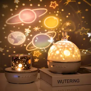 Star Night Light Projector Bunny LED Projection Lamp 360 Degree Rotation 8 Projection Films For Kids Gifts Bedroom Home Decor