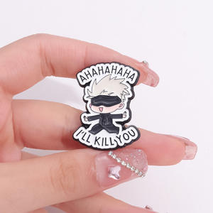 Broche de Metal con Personaje de Anime Divertido y Bonito, Lata Estilo <span class=keywords><strong>Manga</strong></span> en Blanco y Negro con Esmalte Suave para Regalos con Logotipo Temático, Venta Al por Mayor - Product Image 4