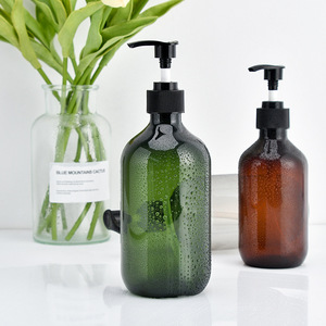 Flaconi Cilindrici in PET Ecologico 100/200/300/500ml Ambra/Grigio/Verde per Shampoo e Gel Doccia con Pompa Dosatrice - Product Image 2