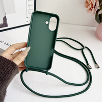Étui de téléphone de luxe antichoc en silicone souple avec cordon tour de cou pour iPhone 18/17/16/15 Pro Max, couleur unie mate tendance
