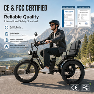 <span class=keywords><strong>Tricycle</strong></span> <span class=keywords><strong>électrique</strong></span> à gros pneus pour adultes, moteur 250W, <span class=keywords><strong>tout</strong></span>-<span class=keywords><strong>terrain</strong></span>, certifié CE FCC, fabrication OEM ODM - Product Image 5