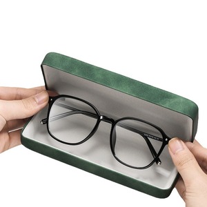 Étui à lunettes de vue en cuir PU rigide, rectangulaire, couleur unie, haut de gamme, portable, anti-pression, pour hommes et femmes, pour la Chine - Product Image 5