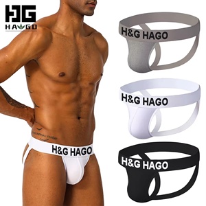 กางเกงในชาย HAGO Custom ผ้าฝ้าย 95% ผสมสแปนเด็กซ์ 5% ระบายอากาศได้ดี ยืดหยุ่น  แบบเซ็กซี่สำหรับผู้ชายรักร่วมเพศ พร้อมโลโก้ที่เอว สีขาว - Product Image 1