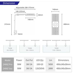 Hafta <span class=keywords><strong>Aqua</strong></span> RGB klip tuzlu su akvaryum LED ışık, Z400Z deniz, bitki için 6 renk ile 90W balık tankı ışık - Product Image 5
