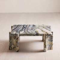 Table basse de luxe minimaliste en marbre naturel à veines uniques, forme libre et irrégulière, pour salon de villa, meuble d'appoint