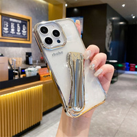Nouvel Arrivage Coque de Téléphone Mobile Fille Brillant Transparent Rhodone Galavanisé avec Support Rouge à Lèvres pour iPhone 16 Pro Max - 11 Pro
