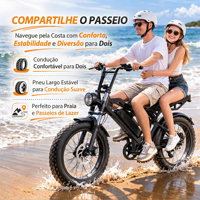 Vélo Électrique Urbain ZUMI Brésil en Stock, 48V 1000W, Pneus Larges 20 Pouces, Écran LCD, Freins à Disque Hydrauliques, Adulte, 7 Vitesses, Acier Carbone Élevé