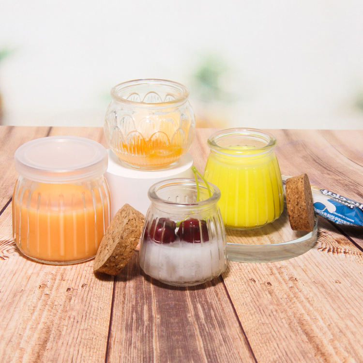 Custom Logo Empty Glass Pudding Container Optional Plastic Cap and Cork ...